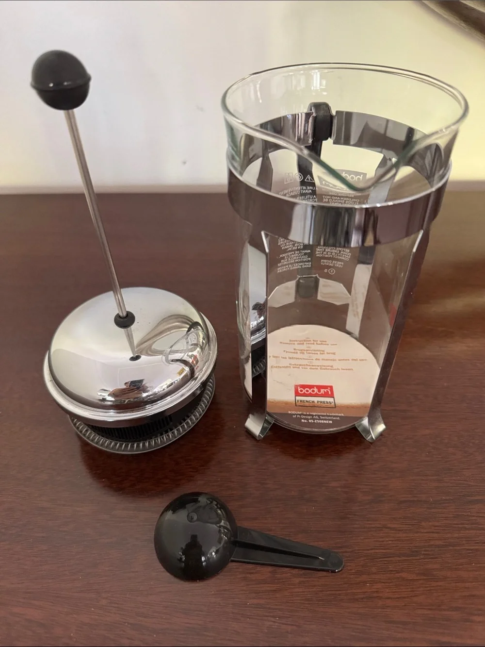 Bodum Chambord Silver and Black Glass French Press Coffee Maker